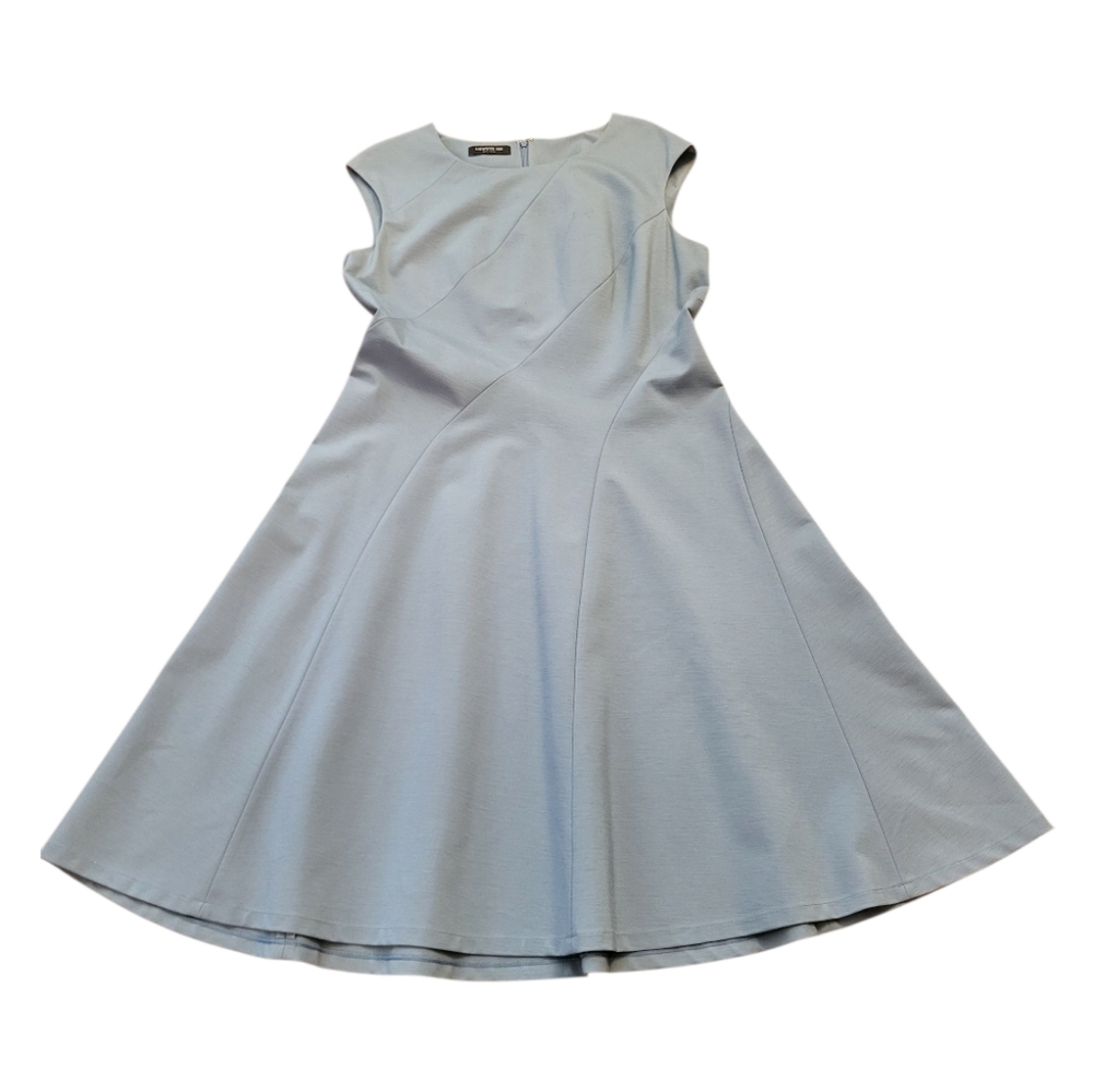 Lafayette 148 New York Light Blue Sleeveless Fit and Flare Dress-Size 12/L